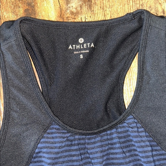 Athleta Women's Black and Blue Striped Tank Top Size small EUC - Picture 2 of 5